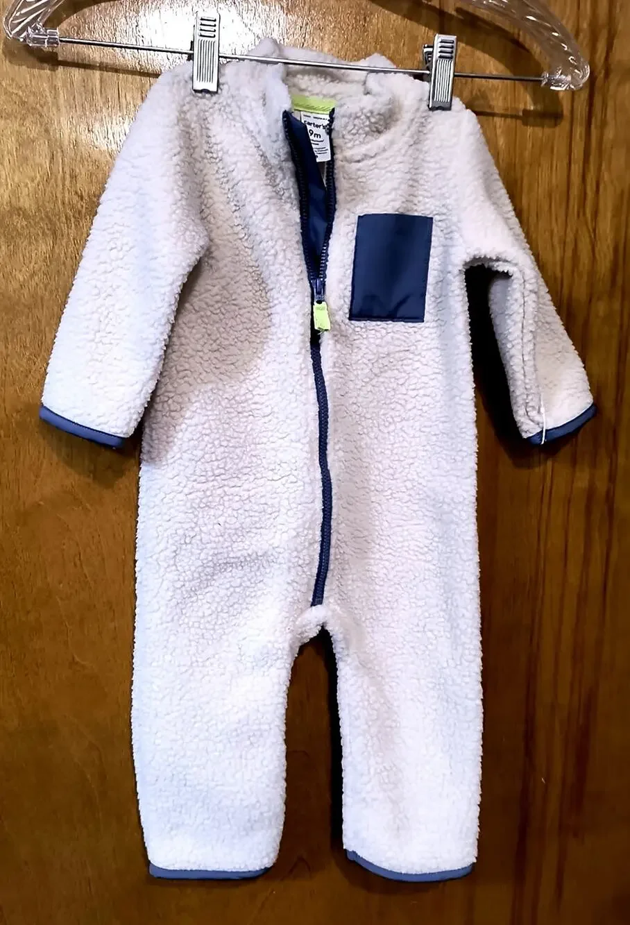 1900. Carter's Fleecy One Piece Zip Up Jumpsuit Size 9 Months